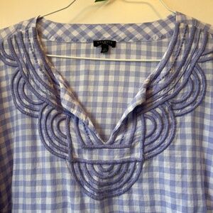 J. JILL 2X HANKY-WEIGHT LAVENDER EMBROIDERED TUNIC TOP STUNNING